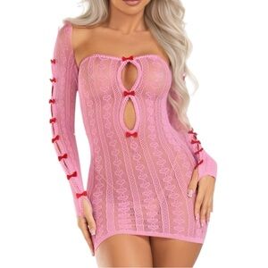 Coquette Pink Strapless Dress + Red Bows + Matching Shrug - EXOTIC DANCEWEAR